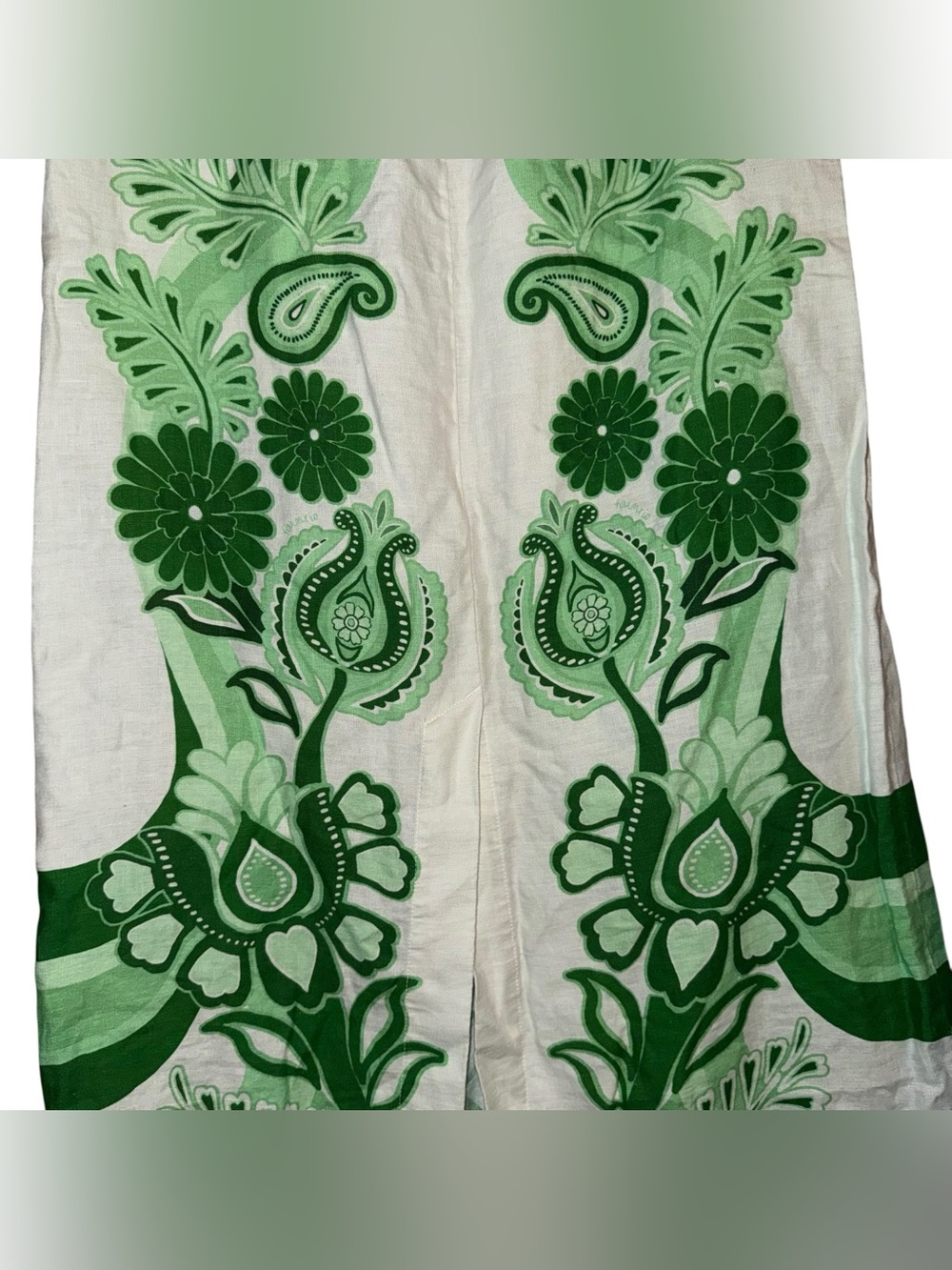 FARM RIO Color Festival Green Linen Euroflax Midi Skirt Size Large - Picture 11 of 16
